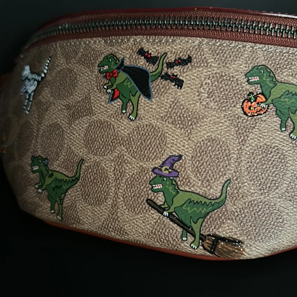 NWT Rare Coach Rexy Halloween Charter Belt Bag 7 Signature Canvas Print Purse - Picture 5 of 11
